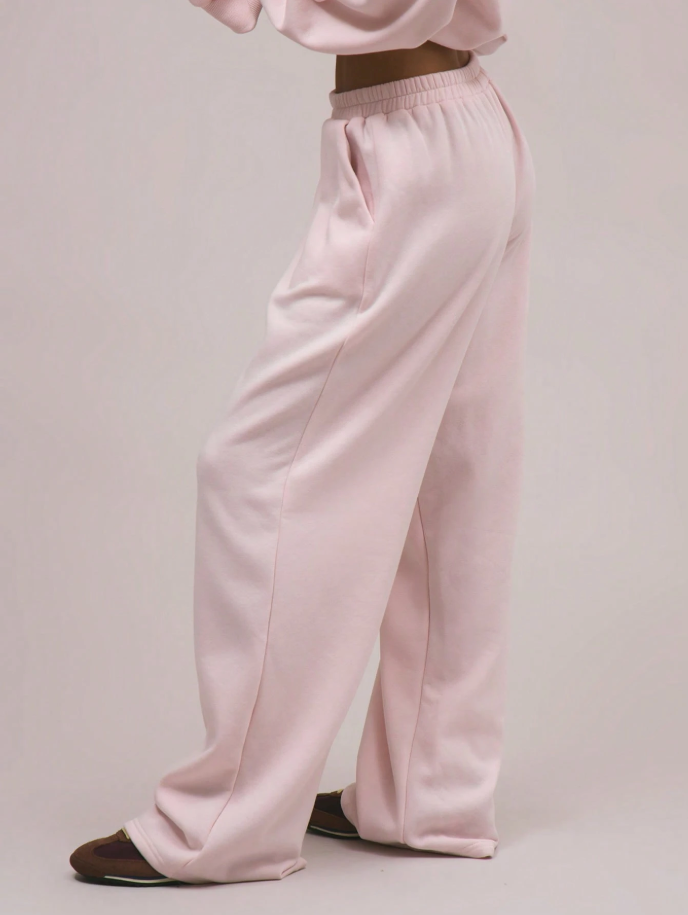 Calça Moletom Wide leg Rosa Blush