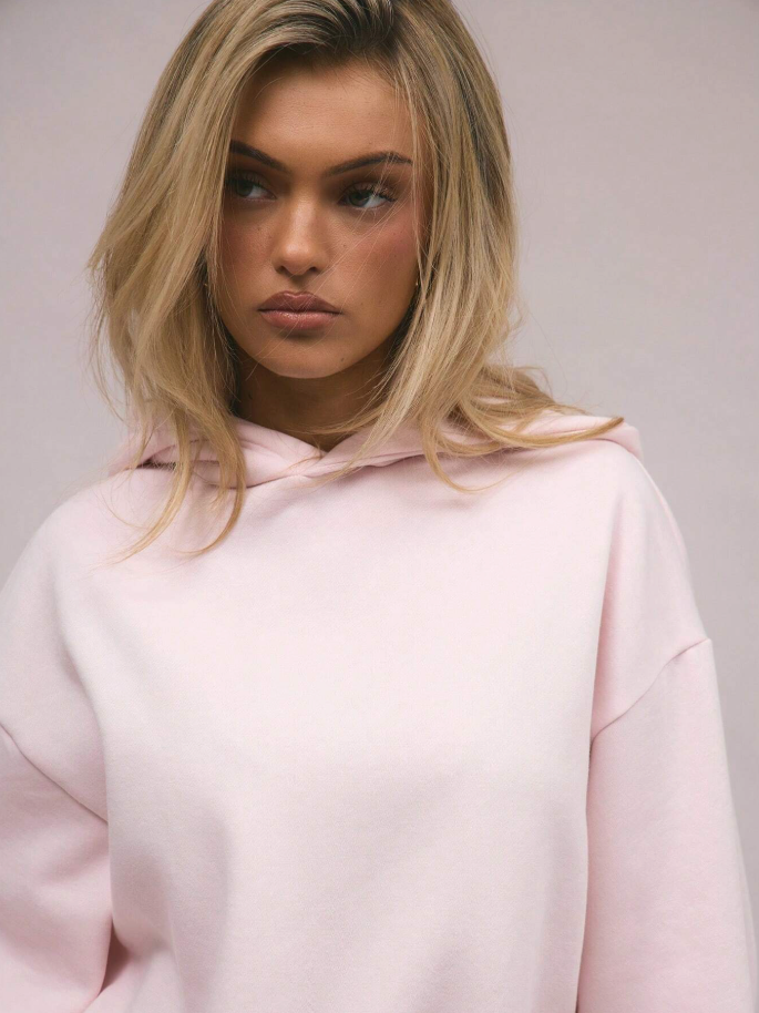 Casaco Moletom Capuz Rosa Blush