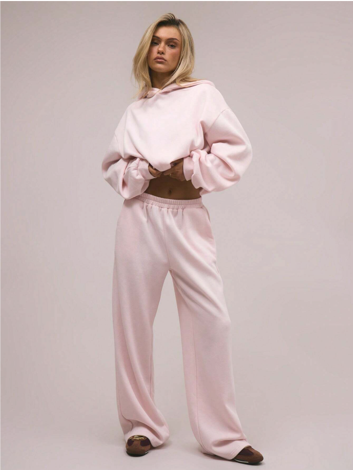 Calça Moletom Wide leg Rosa Blush