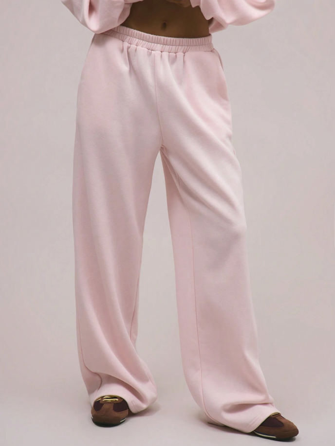 Calça Moletom Wide leg Rosa Blush