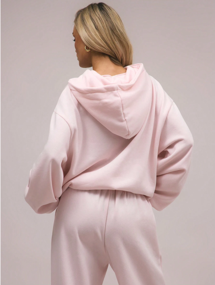 Casaco Moletom Capuz Rosa Blush